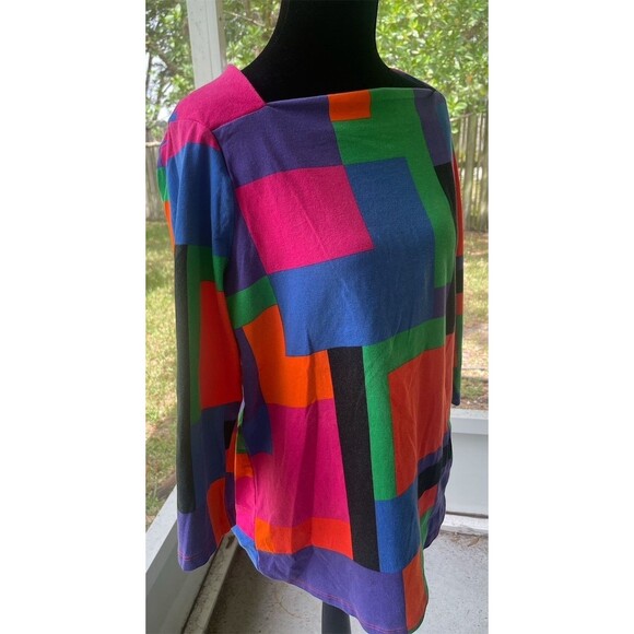 Lauren Ralph Lauren SIZE 1X  Colorblcok  3/4 sleeve '90s Retro Vintage Dopamine - Picture 2 of 9